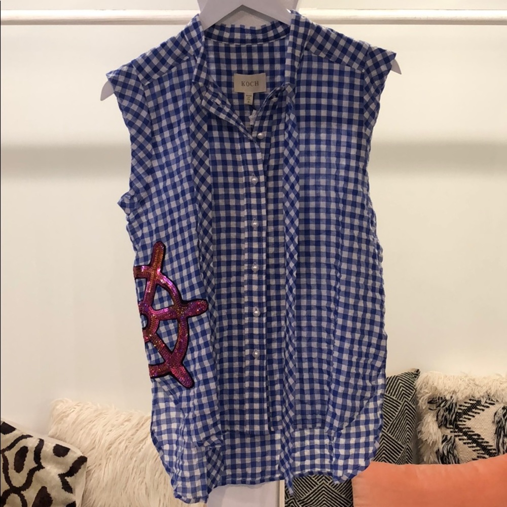 Koch- aspen top royal blue navy check